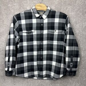 Duluth Trading Men's 2XL Flapjack‎ Fleece Lined Flannel Shirt Jacket Black 31501